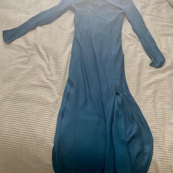 Bardot 100% Silk Blue Long Sleeve Open Back Dress - Picture 9 of 15